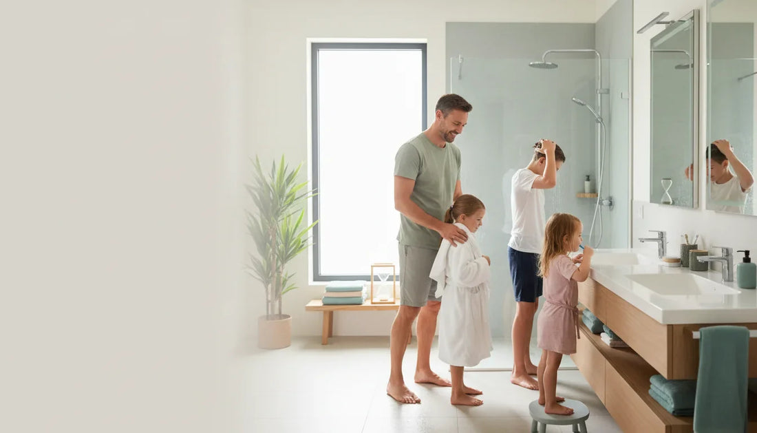 Routine hygiène famille nombreuse: douche fluide le matin - Image de couverture